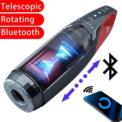 Bluetooth Induction Automatic Telescopic Rotation Male Masturbator Heating Vagina Real Pussy Adult Masturbation Sex Toys For Men
