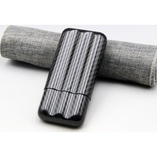 JIFENG Carbon Fiber Cigar Cigarette 3 Tube Portable Holder Case Humidor Box Storage Tobacco Smoking Tool Accessories For Cohiba