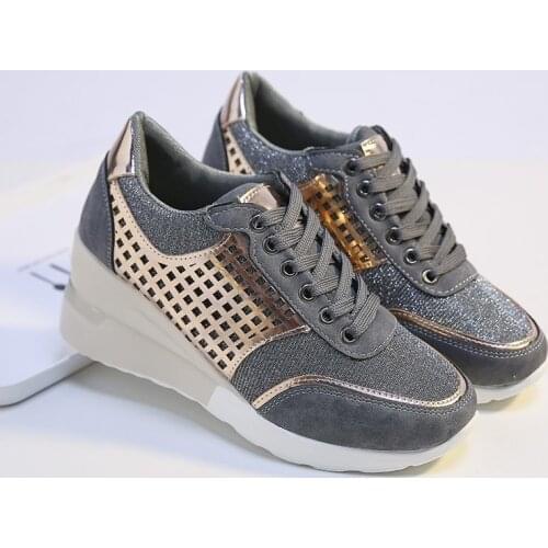 Breathable Casual Shoes Women Sneakers Wedges Spring/Autumn Plus Size 44 Female Sneakers Hollow Woman Vulcanized Shoes