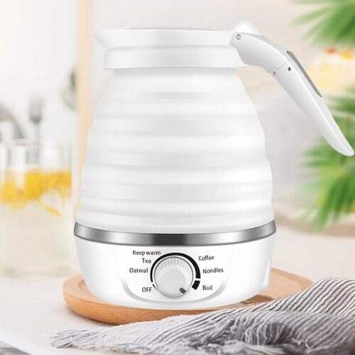 Mini Travel Silicone Folding Kettle Edible Silicon Electric Kettle Foldable Electric Kettle for Outdoor Travel Tea Food White US