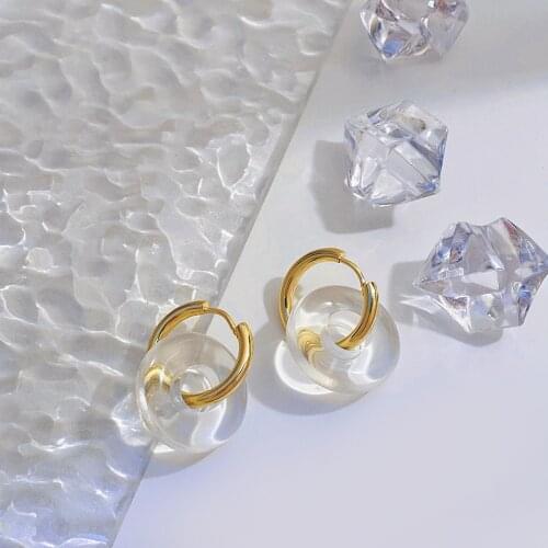 Lifefontier Trendy Transparent Acylic Hoop Earrings for Women Geometric Circle Round Small Earrings Korean Fashion Jewelry 2021