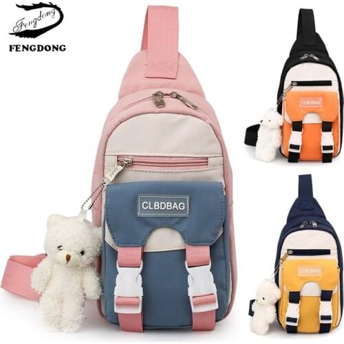 Fashion Women Bag Nylon Contrast Color Chest Bag Kawaii Travel Crossbody Bag Fanny Pack 2021