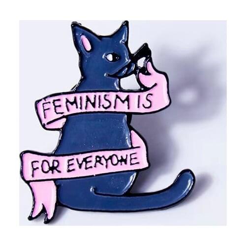 Cartoon cute cat pin feminist alloy animal brooch bag decoration badge gift for friends pins for backpacks