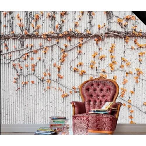 Custom 3D mural wallpaper 3D modern simple brick wall abstract plant leaves background wall decoration painting