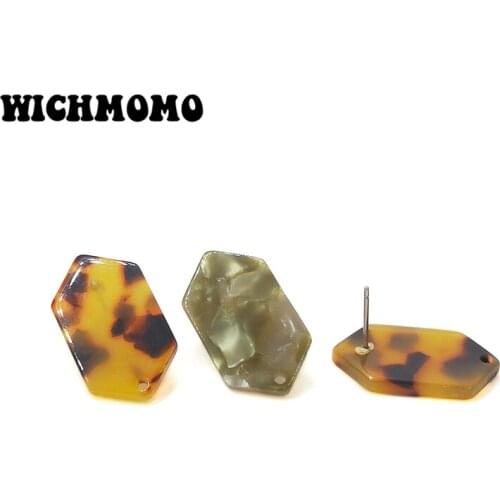 2019 New 24*14mm 4PCS High Quality Acetic Acid Resin Hexagon Smooth Earring Base Connectors Linkers for DIY Earring Accessories
