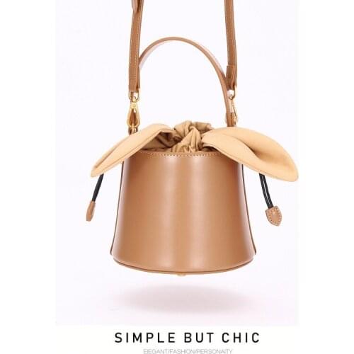 2021 new ladies drawstring bucket bag luxury leather large capacity handbag shoulder bag