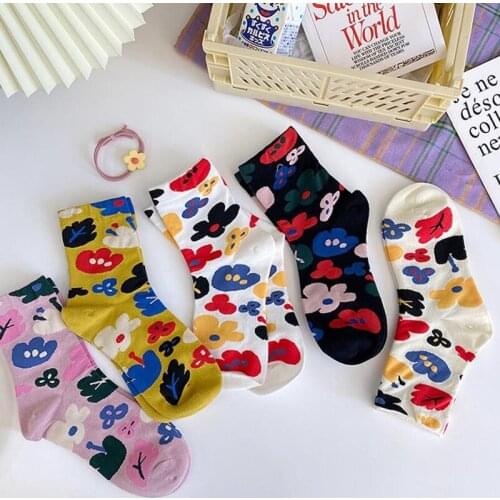 New Korean Cartoon Printed Socks Women Streetwear Harajuku style Fashion Lovely Colorful socks Spring summe autumn for Ladies