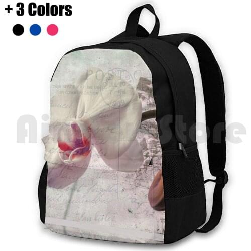 Orchid On 1909 Vintage Postcard Outdoor Hiking Backpack Waterproof Camping Travel Flowers Floral Nina Silver Nature Post