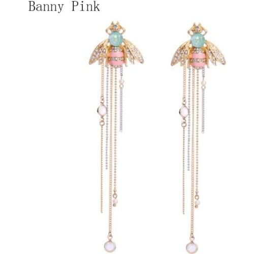 Romantic Alloy Honey Pendant Studs Earring For Women Cute Tassel Chain Post Earring Fashion Jewelry Pendientes Statement Earring