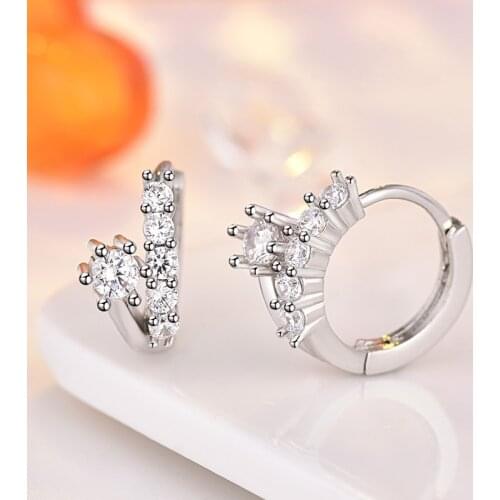Twist Cross Lines Huggie Glitter 925 Sterling Silver Hoop Earrings For Women Fashion Flower Zircon Ear Hoops Trendy Jewelry Gift