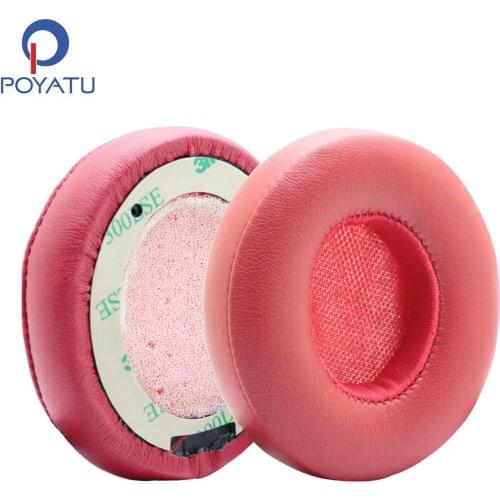POYATU Replacement Ear pads For Solo 2 Wireless Replacement Earpads Foam For Beats Solo3 Wireless Headphone Earpads Red