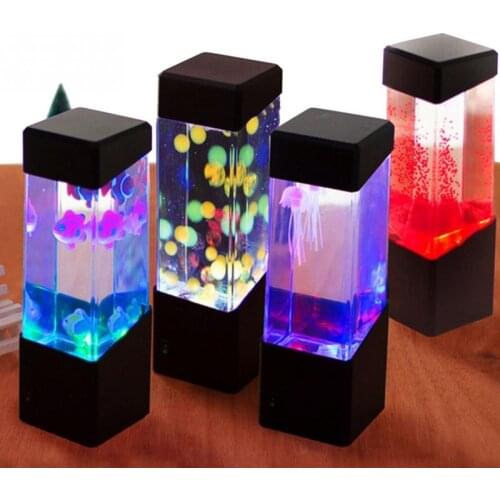 Led Jellyfish Tank Night Light Color Changing Table Lamp Aquarium Electric Mood Lava Lamp For Kids Children Gift Home Room Decor