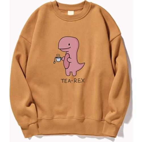 Cute Tea-Rex Dinosaur Women Hoodie Sweatshirt Men Hoodies Sweatshirts Winter Autumn Crewneck Pullovers Streetwear Harajuku Hoody