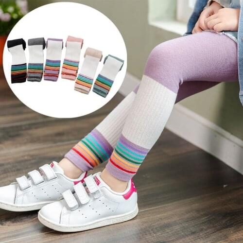 Girls' Leggings Spring New Childrens Rainbow Pants All-Match Color Matching Socks For Outer Wear
