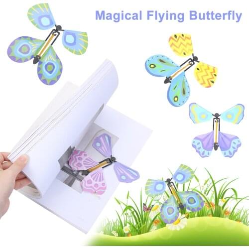 Magical Flying Butterfly Magic Butterfly Prop Flying in the Book Wedding Party Flying Card Magic Tricks Funny Surprise Prank Toy
