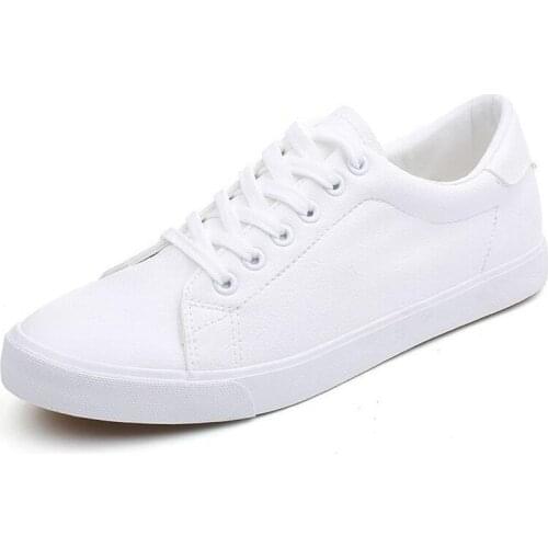 High Quality Mens Shoes Spring Autumn Leather Lace-Up White Black Style Light Breathable Fashion Sneakers Vulcanized Shoes