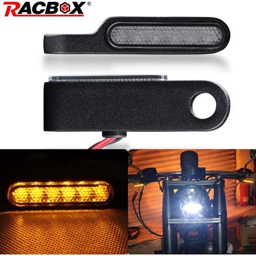 1Pair Motorcycle LED Signal Lights DIY Amber Flashing Indicators Led Turn Signal Lamp Handlebar Blinker Black For Honda DC 12V