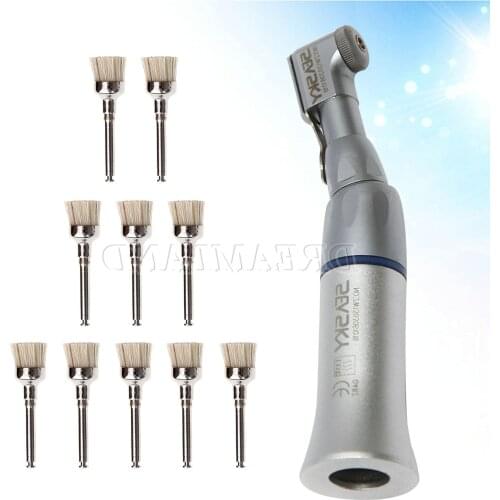 10pcs Dental Lab Polishing Brushs + NSK Style Low Speed Latch Contra Angle Handpiece SEASKY