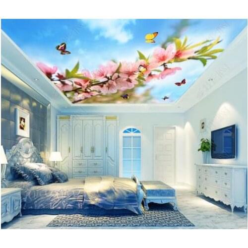 1831 Butterfly Flying around the sky Printing stretch ceiling film for workshop ceiling decoration