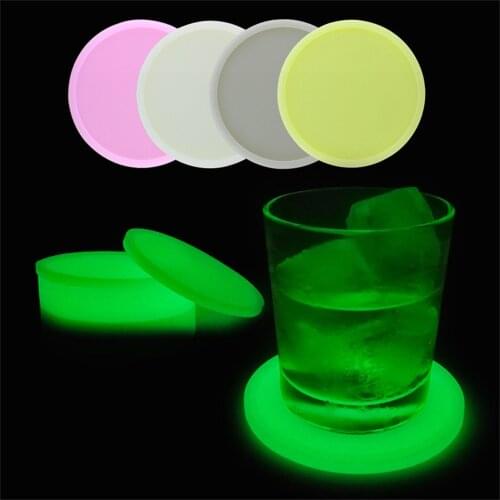 1x Luminous Silicone Drink Coasters 4"coffee Place Mat Button Coaster Mug Cup Glass Drink Mat Table Placemats Non Slip Pads