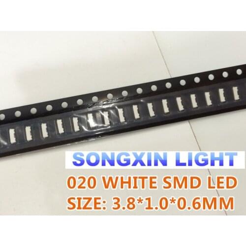 20PCS 020 White 3806 3810 Side View SMD/SMT CW 3.8*1.0*0.6mm 6000-9000K Light emitting diode Lamp bead 020 SMD led white
