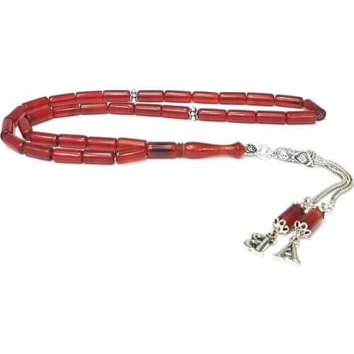 925 Sterling Silver Handmade Rosary with Amber Stone Natural Stone Beads Middle East Prayer Islamic Muslim Tasbih