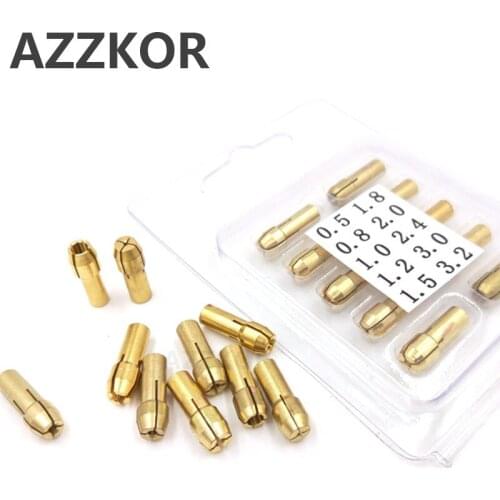 Mini Drill Chucks Adapter 0.5-3.2mm Fit Micro Twist Electronic Dremel Drill Collet Clamp Set Power Tools Accessories 10pcs Set
