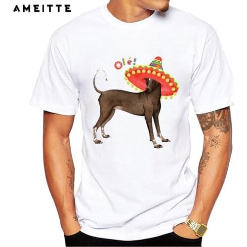 AMEITTE 2019 Funny Cute favorite fiesta-loving dog print tshirt men summer casual white print tops tees homme