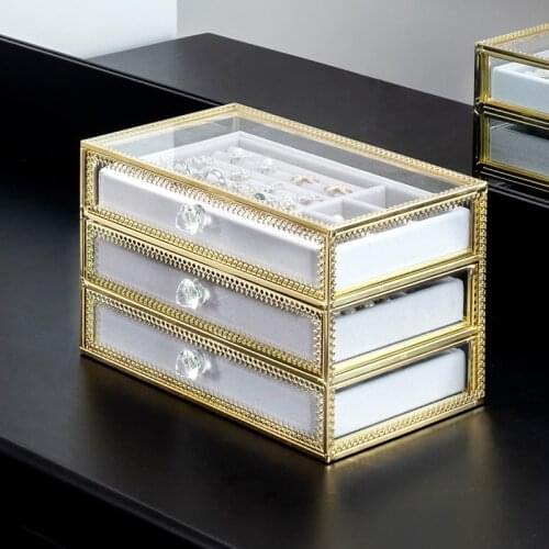 1/2 Layers Antique Jewelry Storage Box Drawers Rack Holder Acrylic Earrings Display Stand Storage Case