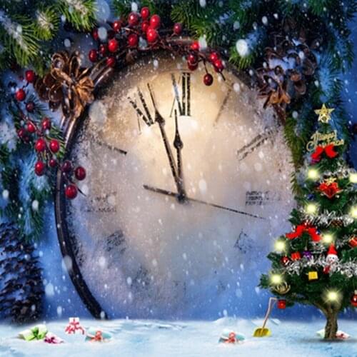 Count Down Clock Christmas Photography Backdrops Xmas Pine Tree Branch Red Berry Winter Holiday Photo Backgrounds 150cm*200cm
