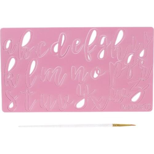 Cake Tool Acrylic Alphabet Letter Embossed Cutter Mold Cookie Cutter Stamp with Brush Fondant Cake Decorating Tools 85AC