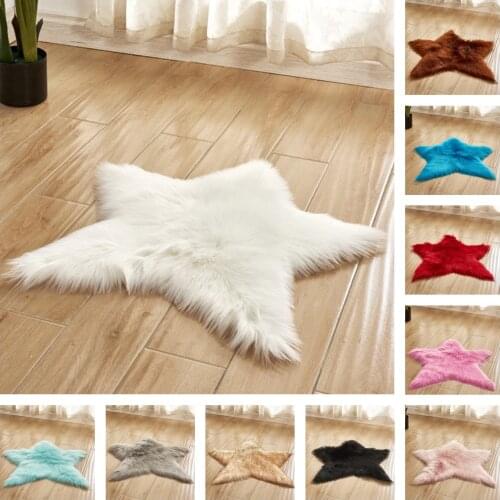 Faux Fur Carpet Long Plush Shaggy Fluffy Star Shape Carpets Long Hair Area Rugs Bedroom Living Room White Pink Floor Mat