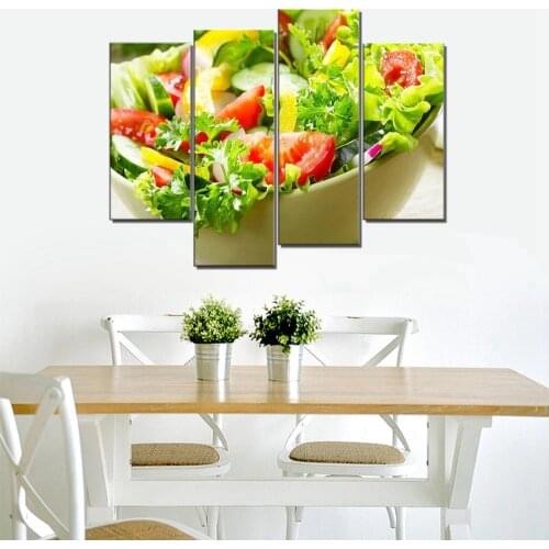 Colorful Various Salad In White Bowl Wall Art Canvas Painting Food Pictures for Home Wall Decor Kitchen Piece Framed Wall Art