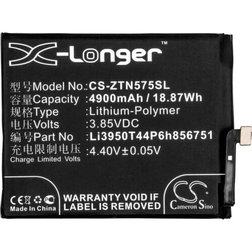 Cameron sino 4900mah battery for NUBIA N2 Dual SIM TD-LTE NX575J Li3950T44P6h856751 for ZTE Nubia N2 Dual SIM TD-LTE NX575J