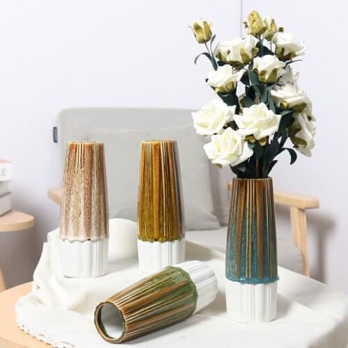 China Stone Small Size Ceramic Flower Vase Geometry Porcelain Flower Pot