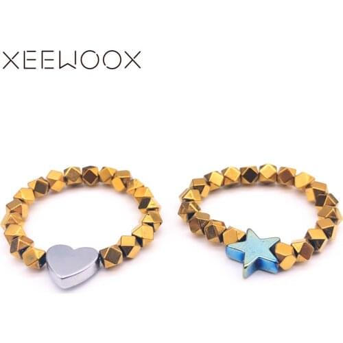 Gold Beads Rings For Women Star Heart Ring XEEWOOX 2019 New Classic Fashion Vintage Ring Beads Adjustable Love Ring