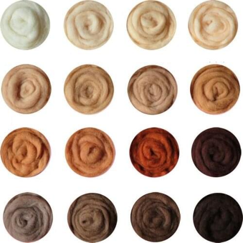 Brown Series DIY 70S wool for needle felting doll eyes nose mat handle set mix merino wool roving fiber