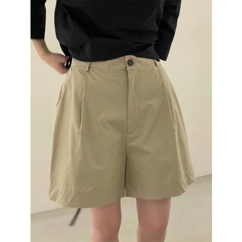 Cool 2021 Summer New Korean Style Straight High Waist Wide Leg Pants Casual Fashion Five-Point Pants Shorts Women