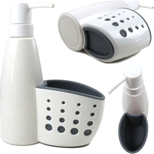 2-in-1 Kitchen Soap Dispenser Pump And Sponge Caddy Organizer Liquid Soap Dispenser Bottle Kitchen Soap Dispensers