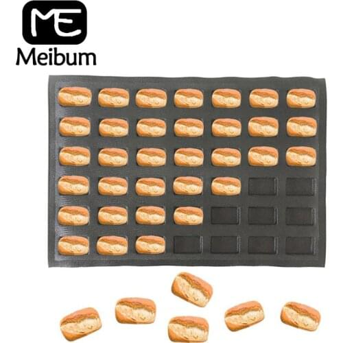 Meibum 42 Cavity Square Bread Cookie Baking Mold Homemade Eclair Biscuits Porous Mould Non Stick Glass Fiber Silicoe Bake Tray