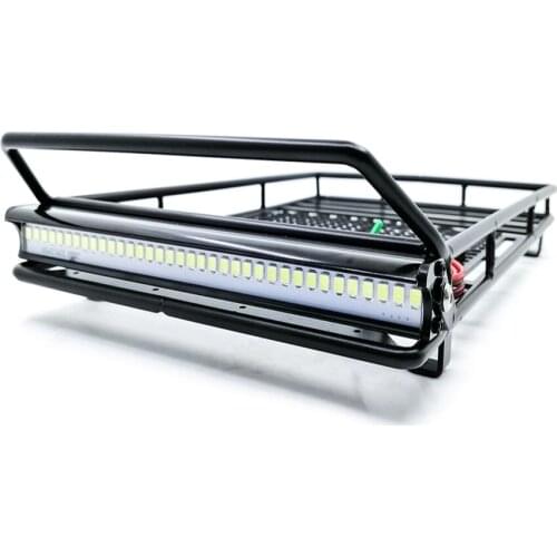 Metal Roof Rack Luggage Carrier with 36 LED Spotlight bar For 1/10 RC Car Trx4 RC4WD Cherokee Wrangler Axial Scx10