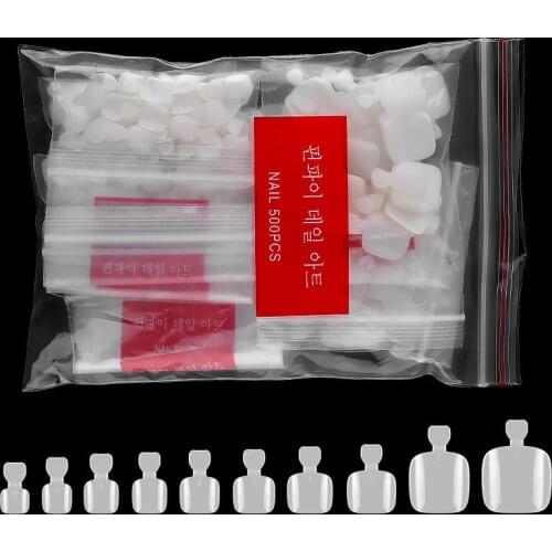 500 Pcs/10 Sizes False Fake Artificial Toe Nails Tips French Foot Tips Acrylic Professional #0-9# Nail Full Cover Toenails