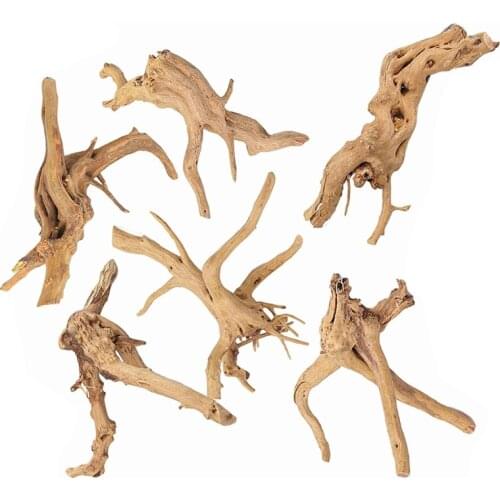 Natural Aquarium Driftwood Assorted Branches Reptile Habitat Ornament for Fish Tank Decoration Pack of 6 4-6 inch Length