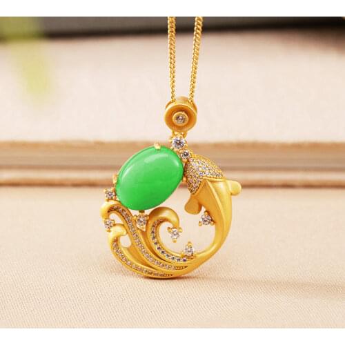 New 2021 Natural Hetian Jade Carp Pendant Fish Necklace S925 Fashion Jewelry Chalcedony Amulet Gifts for Women