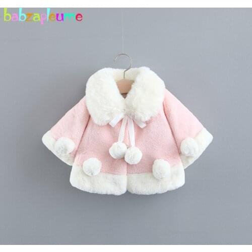 Babzapleume Autumn Winter Toddler Girl Outfits With Jackets Faux Fur Coat Plus Thick Velvet Warm Soft Shawl Baby Outerwear 022