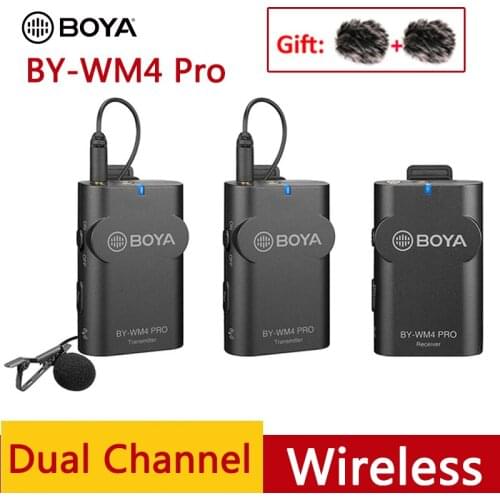 BOYA BY-WM4 Pro K1 K2 Lavalier lapel Microphone Mic for DSLR Camera Phone Dual Channel Wireless Microphone System Transmitter