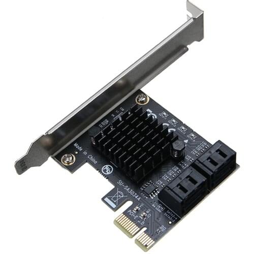 Pohiks 1pc 6Gbps High Speed PCI-E to SATA3.0 Adapter Card Durable 4 Ports SATA III Adapters Expansion Card