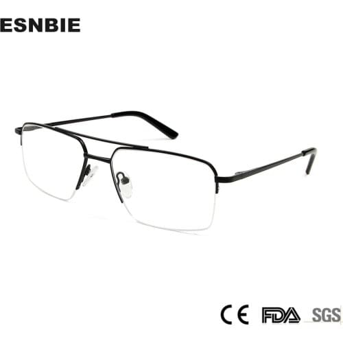 Half Rim Square Glasses Frame Men Pilot Eyewear Businessmen New Male Semi Rimless Optical Myopia Prescription Eyeglasses Frame