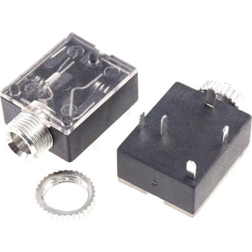 10pcs Screw 3.5mm 1/8 inch Female Audio Connector 5 Pin DIP Stereo Headphone Jack TRS Socket 2 inner switches 1/8' Diameter