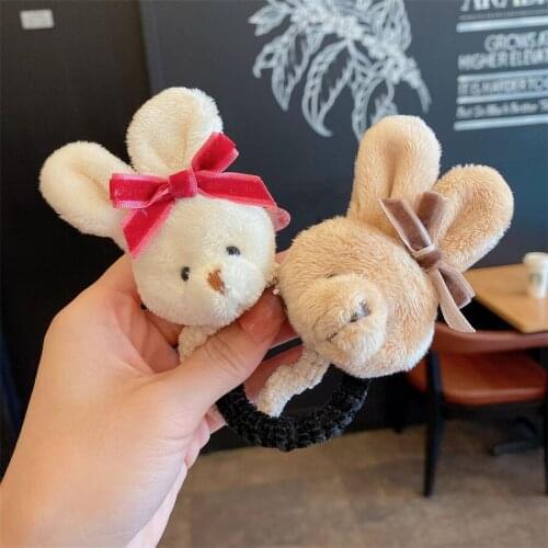 Cute Plush Bunny Elastic Hair Band Girls Women Korea Cartoon Rabbit Scrunchie Ponytail Holder Hair Rope Fashion Hair Accessories